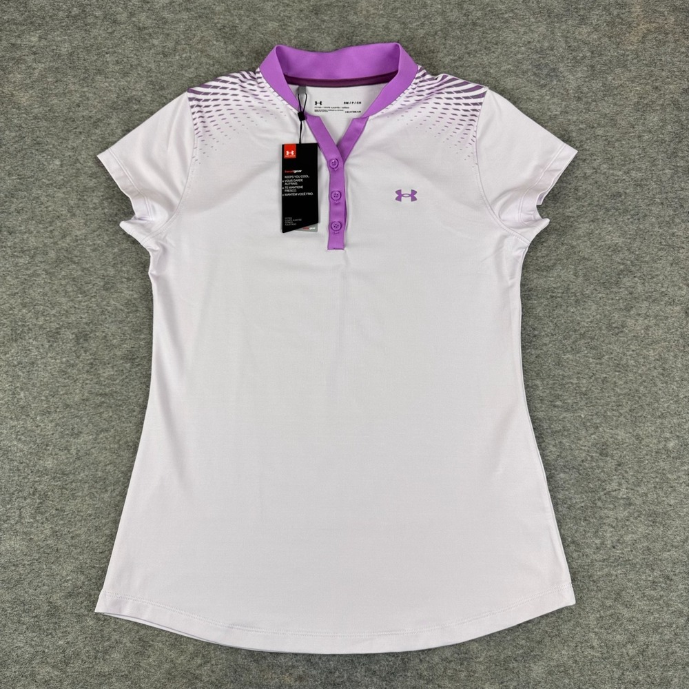 Under‎ Armour HeatGear Zinger Graphic Polo Shirt Fitted Purple Womens Small S